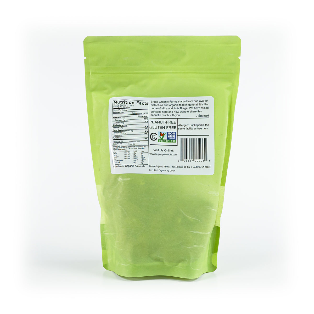 12- 8 oz bags of Organic Almonds