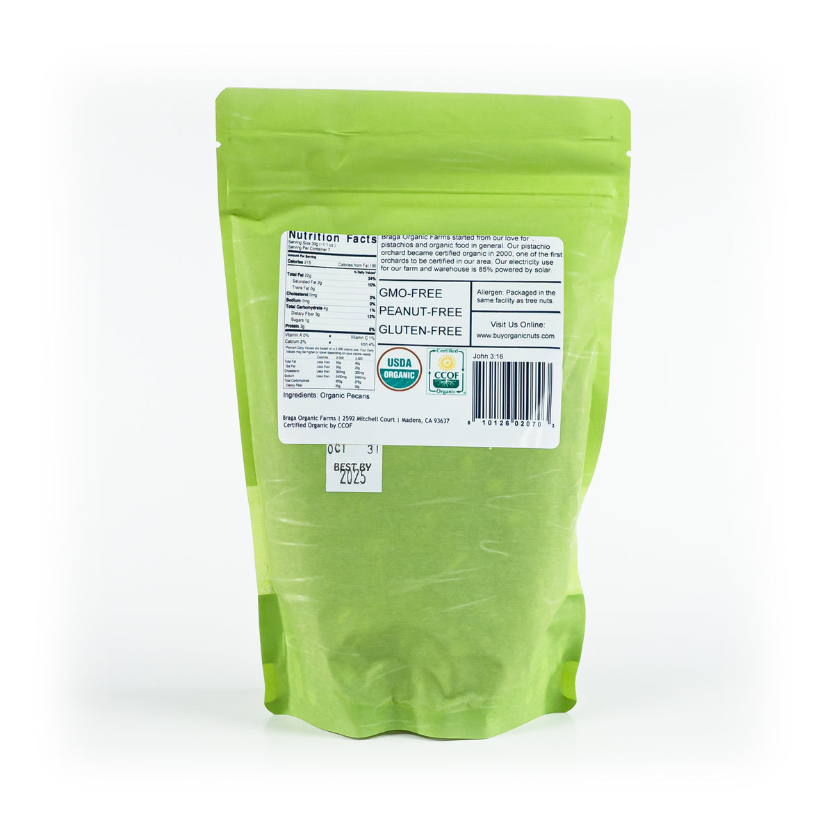 12- 8 oz bags of Organic Pecans