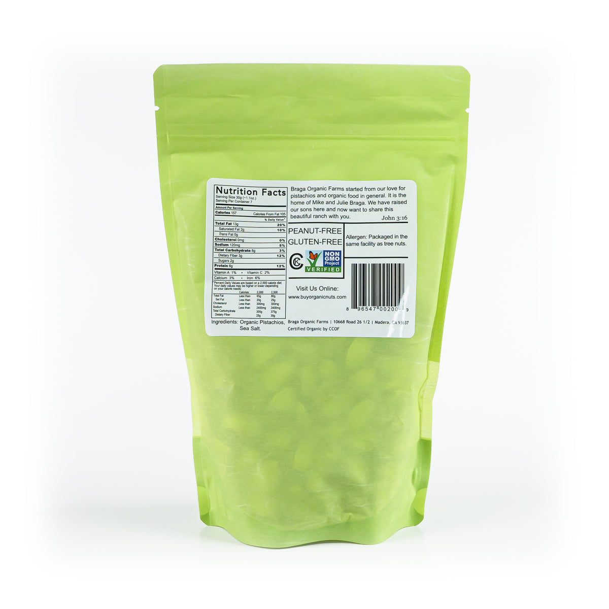 12- 8 oz bags of Organic Inshell Pistachios